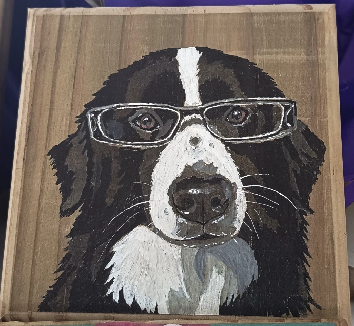 Peinture chien à lunette de Brut de Bois NC