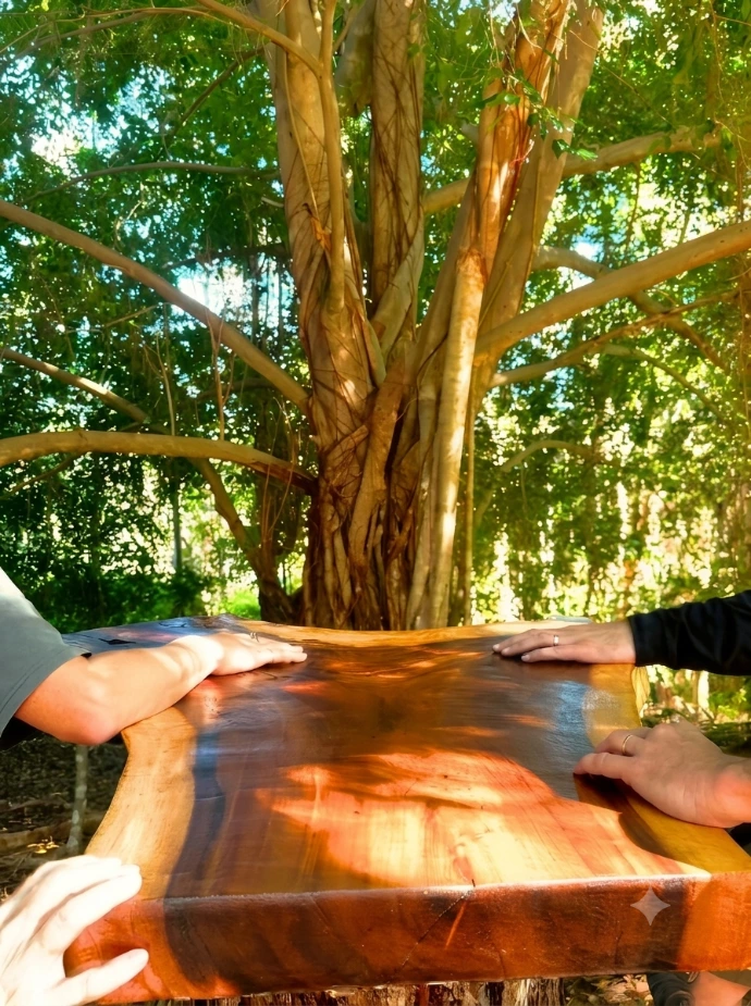 Table en bois massif extérieur